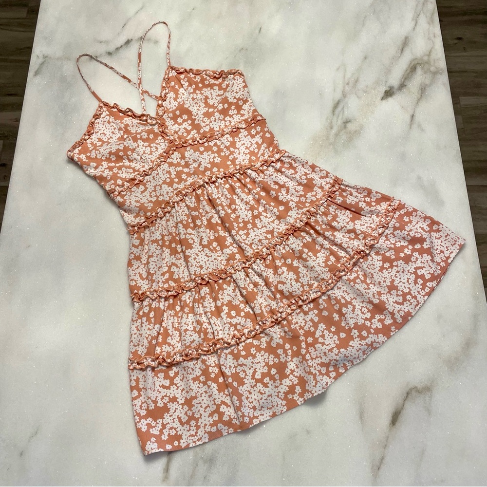 Love Tree Flared & Frilled Mini Dress